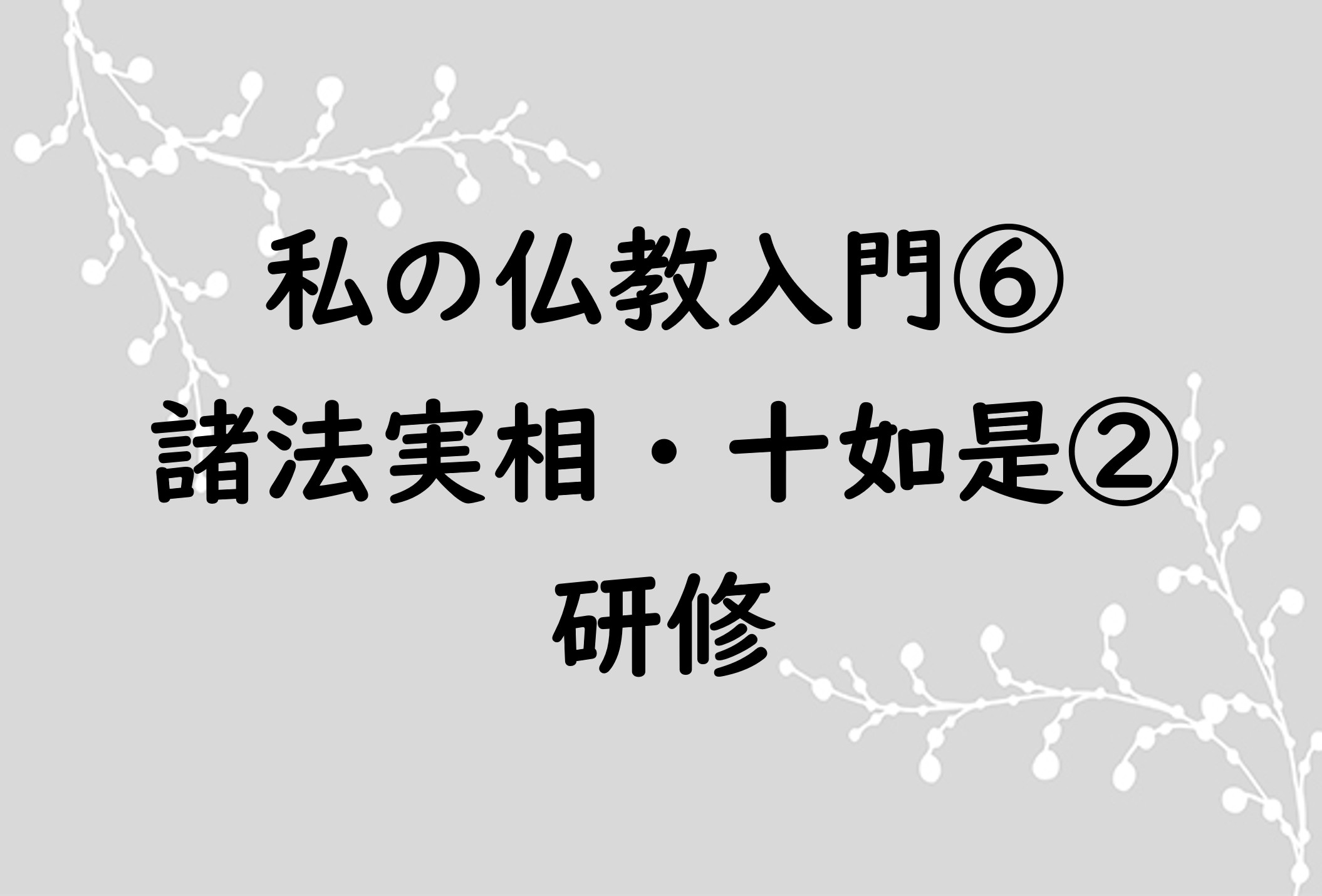 私の仏教入門⑥諸法実相・十如是②